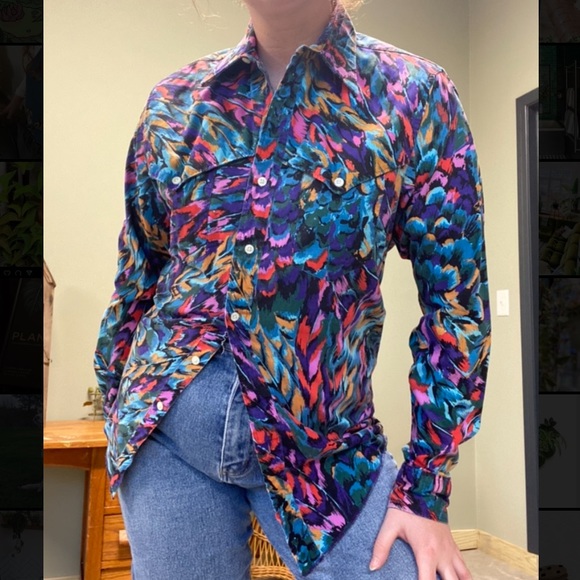 Vintage rainbow button up long sleeve - Picture 1 of 8